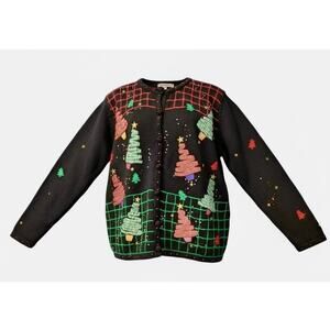 Designers Originals Ugly Christmas Sweater Womens 2X Beaded‎ Cottagecore Grandma